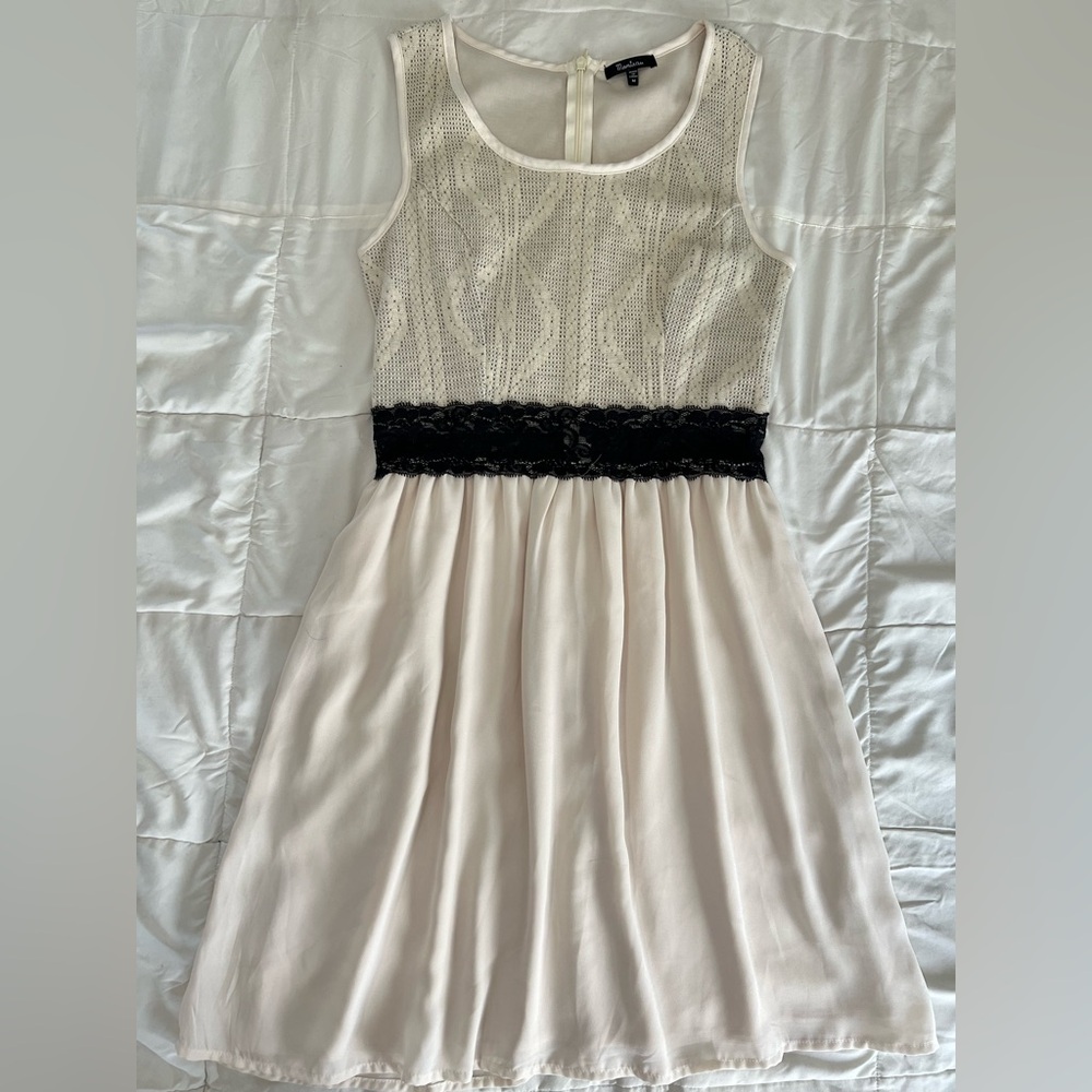 Monteau Cream and Black Lace Dress
